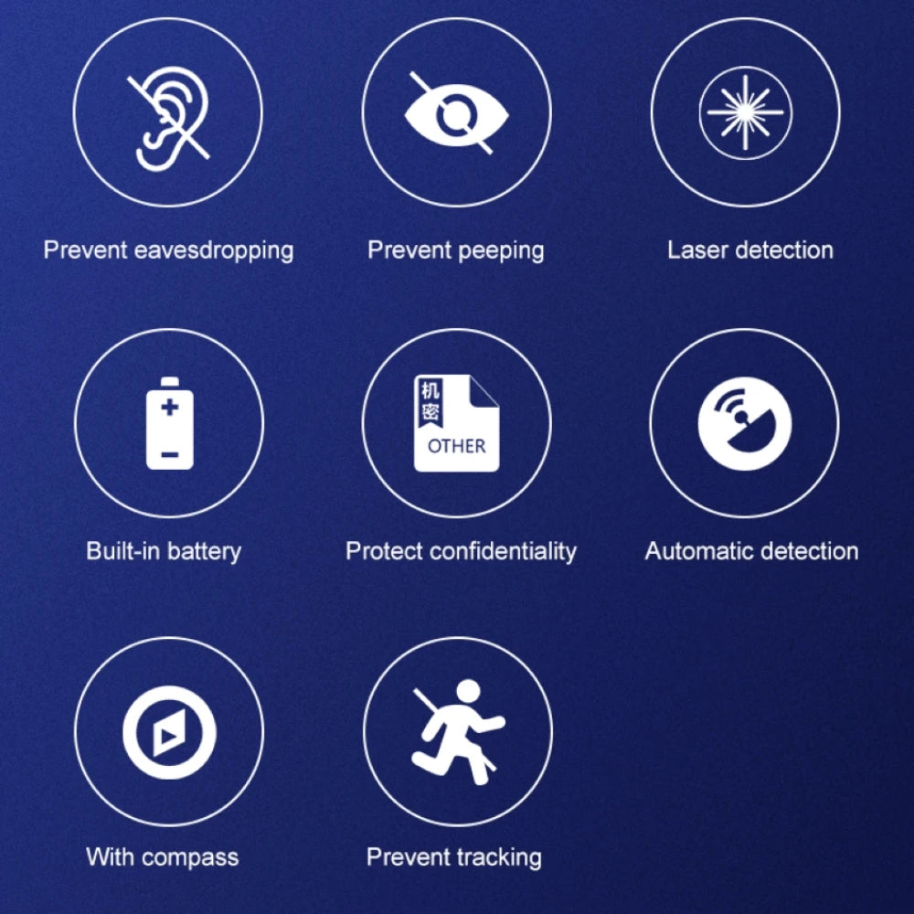 Mini detector de dispositivos antirrobo, localizador de dispositivos con cámara, interferencias GSM, señal GPS, rastreador de RF, mini cámara para detección de escuchas telefónicas inalámbricas