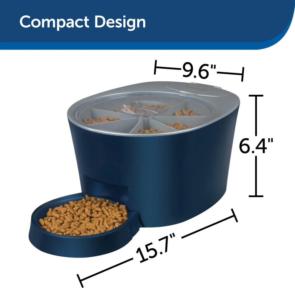 Comedero para mascotas de 6 comidas, alimentador automático para perros y gatos, capacidad para 6 tazas, 3,86 libras, 12,00 x 9,98 x 6,75 pulgadas