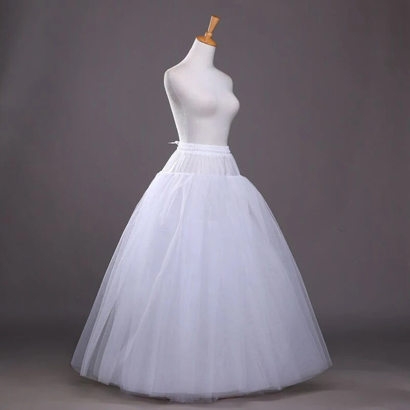 Enagua de tul blanco para vestido de novia de estilo lineal, 4 capas, sin aros, accesorios de boda, enaguas largas