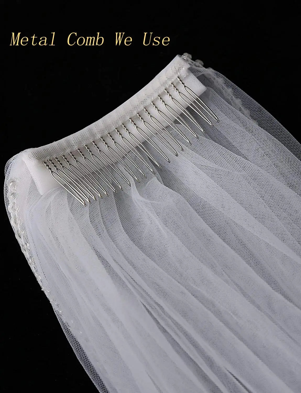 Voile de mariée court en dentelle à 2 niveaux pour femmes avec peigne