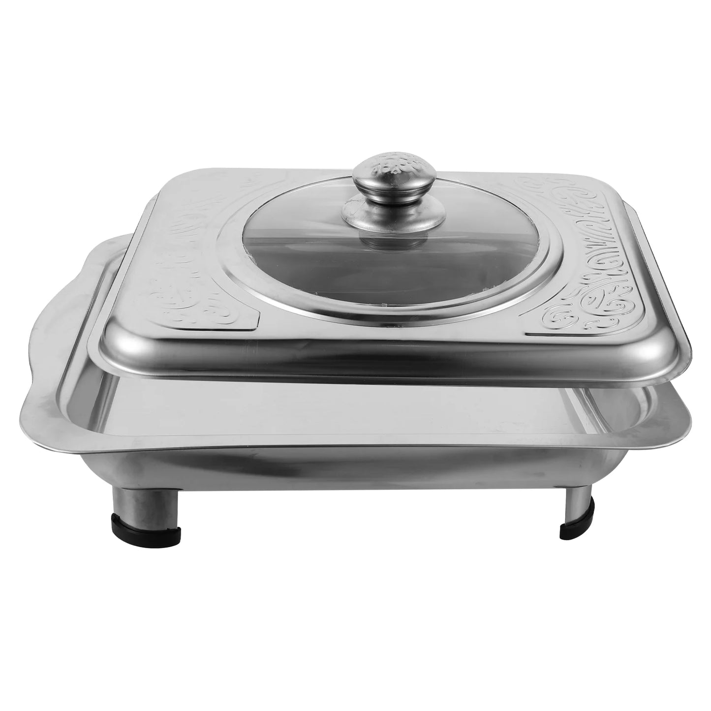 Plato de frotamiento conjunto para bufé, cubierta de chafers rectangulares de acero inoxidable, tapa, servidor de Buffet, calentador de alimentos, sartén para Catering, vapor caliente