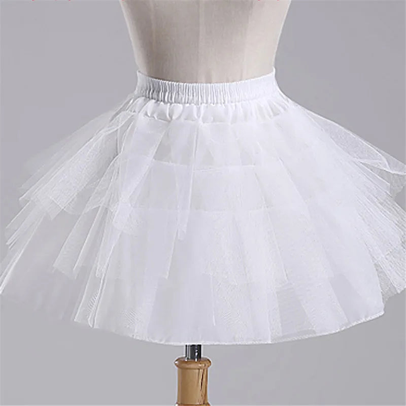 Jupon blanc pour enfants, ligne a, 3 cerceaux, une couche, garniture en dentelle Crinoline, robe de fille à fleurs, sous-jupe, taille élastique, 2023