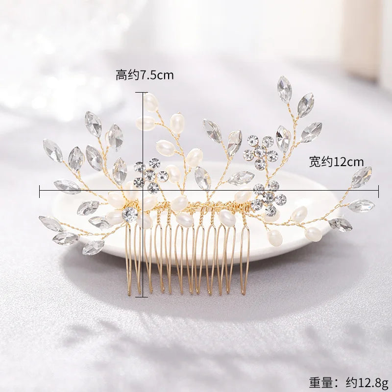 1pc bridal headdress handmade pearl crystal hair comb wedding styling accessories fashion insert comb hair accessories