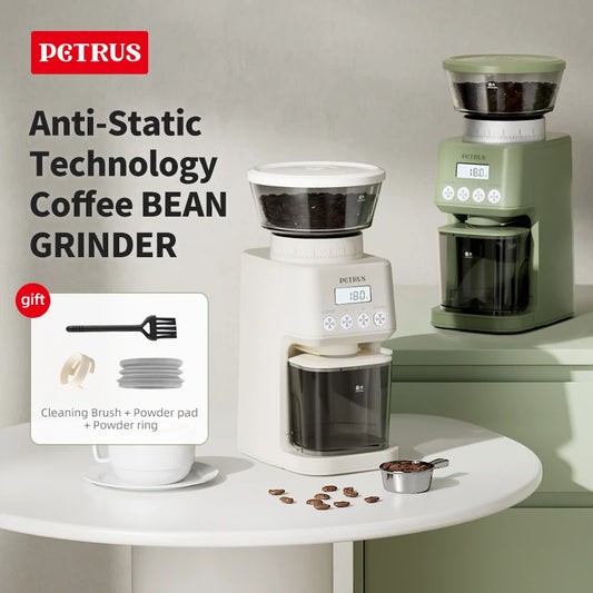 Petrus Electric Coffee Bean Grinder With 51 Precise Settings Stainless Steel Conical Burr Grinder With Digital Timer Display