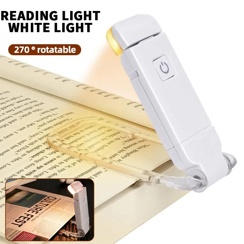 Mini luz de lectura con Clip, luz LED pequeña de noche, carga USB, brillo ajustable, protección ocular portátil