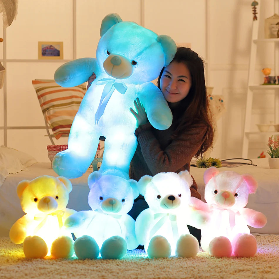 Oso de peluche LED con luz creativa luminosa de 32-50cm, oso de peluche colorido brillante, regalo de Navidad para chico