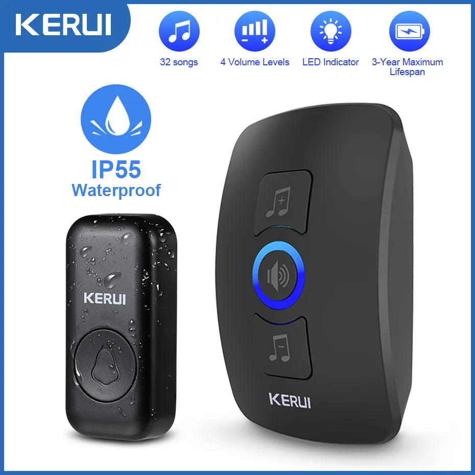 KERUI-timbre inalámbrico M525 para exteriores, Kit de timbre de puerta inteligente a prueba de agua, alarma de seguridad con Flash LED, melodías de bienvenida para casa