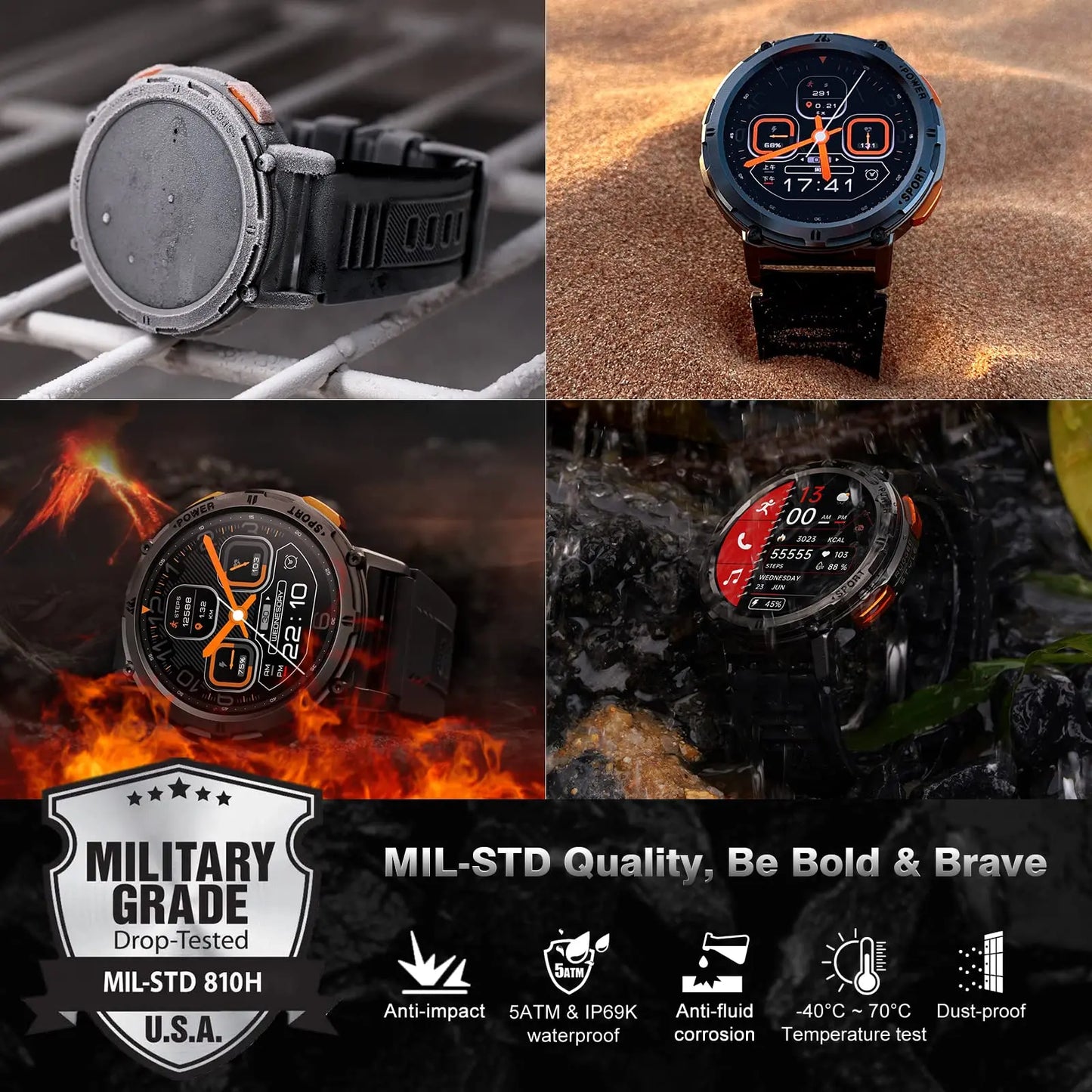 Original KOSPET TANK T2 Ultra Military Smart Watch Men Smartwatch Women Fitness Electronic Watches AMOLED AI Voice AOD Bluetooth