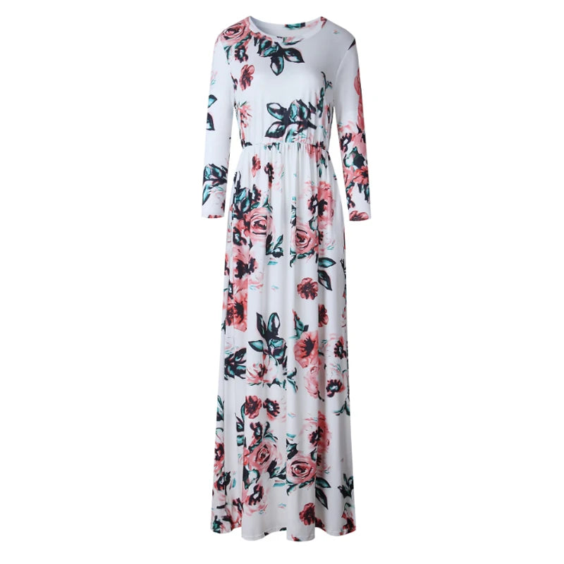 Vestido largo de verano para mujer, vestido playero bohemio con estampado Floral rosa, vestido largo de fiesta de noche para mujer 2022, Vestidos de fiesta 3XL