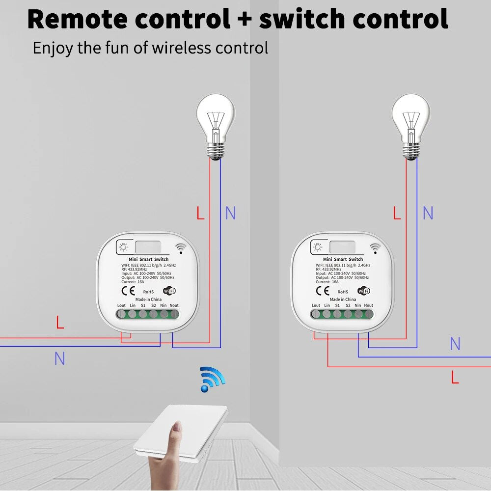 LVGESS 16A WIFI Switch Smart Home Tuya App Remote Control Smart Timer Switch No Battery Light Switch Work with Google Home Alexa