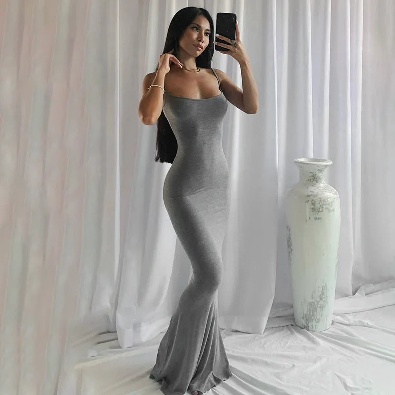 Maxivestido de satén sin mangas con espalda descubierta para mujer, vestido ceñido al cuerpo Y2K de verano 2023, trajes sexis elegantes para mujer, vestido veraniego para fiesta de cumpleaños y discoteca 2023