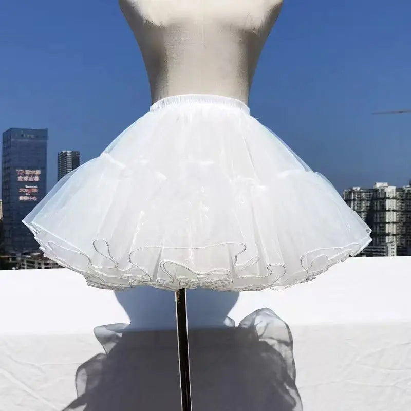 M-XL de 5 capas para niña, enagua negra blanca de 35/40CM, falda esponjosa de Lolita, soporte de hilo suave sin hueso, dosel, accesorio para vestido, Japón