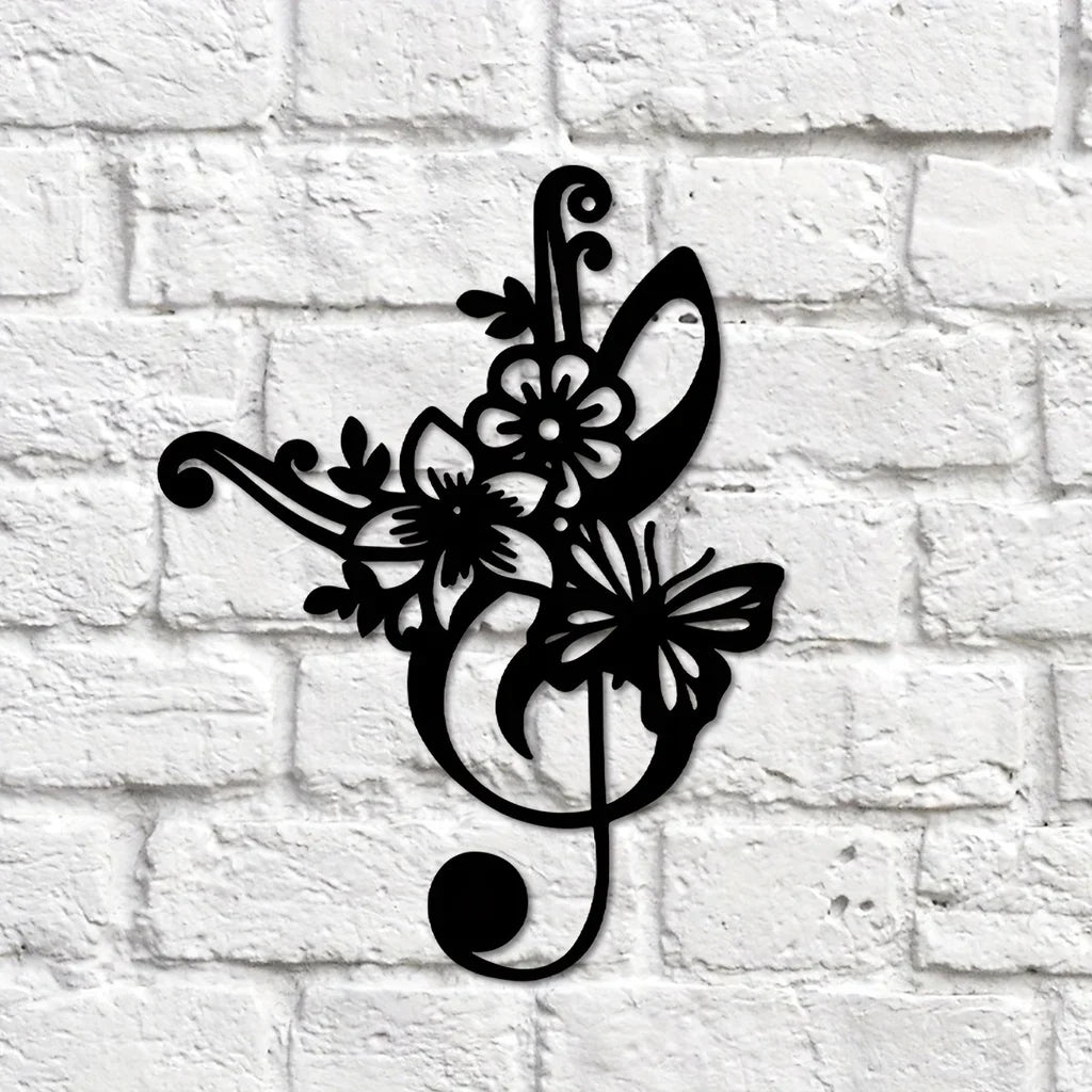 CIFBUY Music Notes Metal Wall Art Flower Wall Decor, Wall Signs Hanging Sculpture for Kitchen Garden Housewarming Gift Christmas