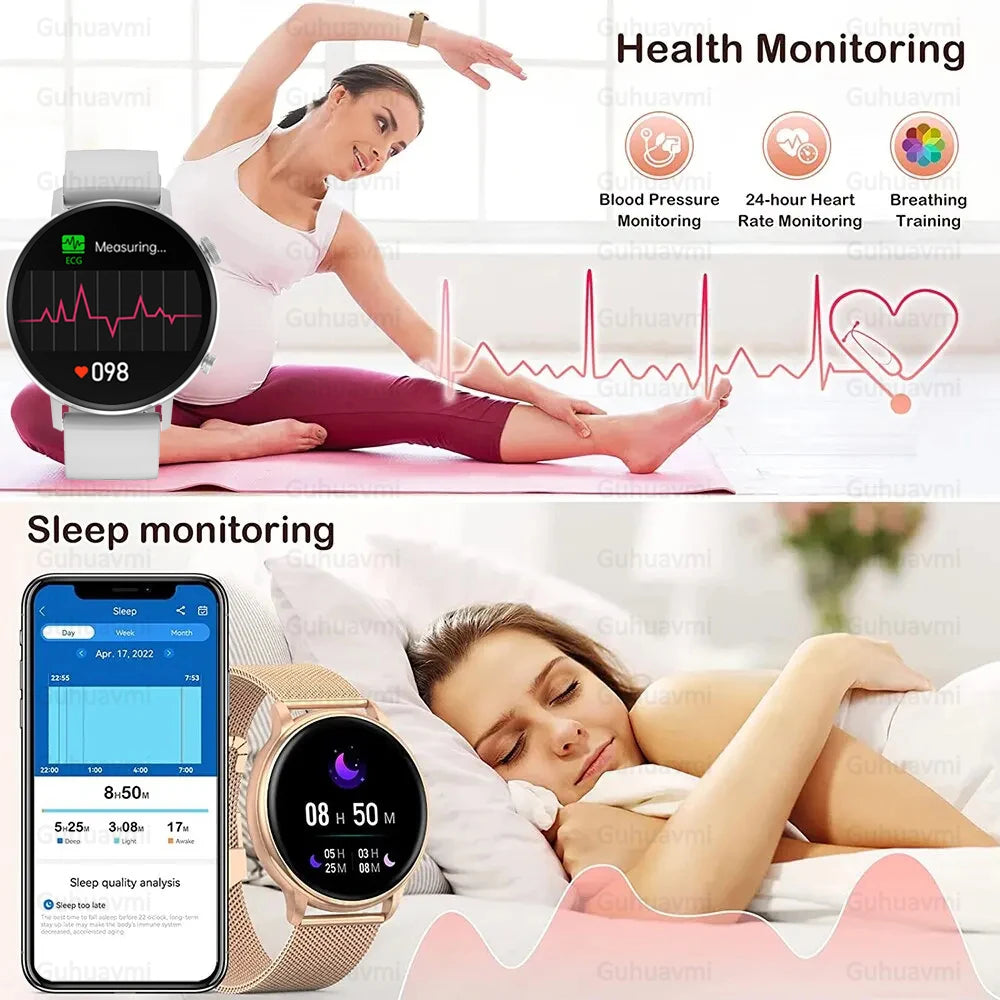 Montre connectée ECG pour femmes, écran HD AMOLED, NFC, appel Bluetooth, horloge de Sport, étanche IP68, pour IOS, nouveauté 2024