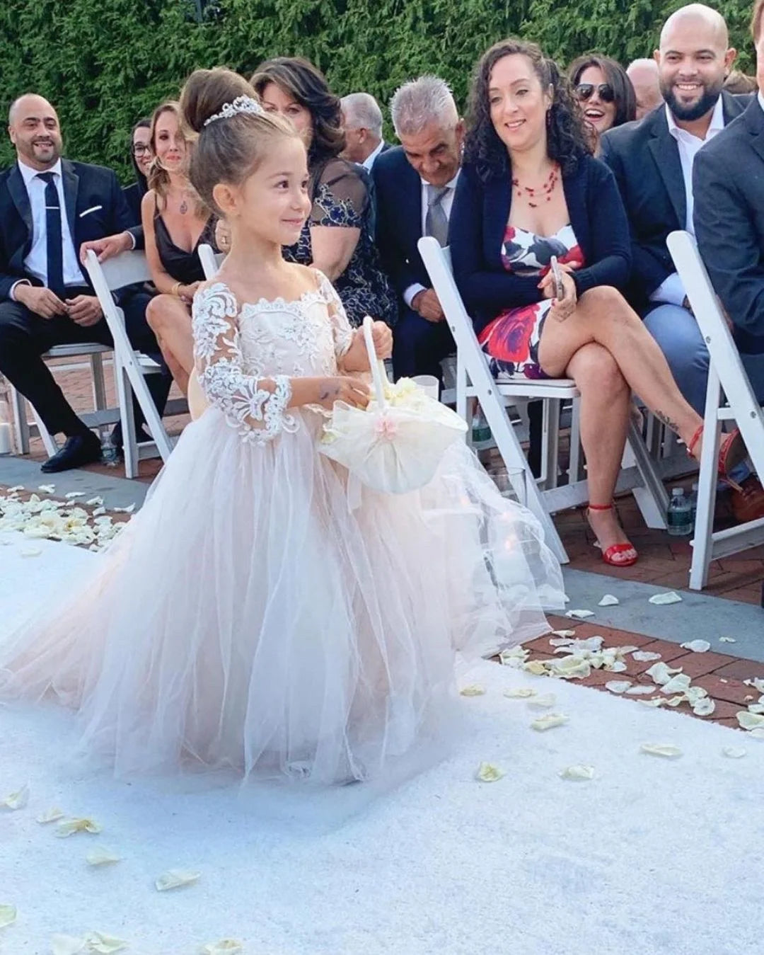 3-9 años de encaje de tul vestido de flores para niña con botones y lazos vestido de baile de primera comunión para niños vestido de dama de honor para fiesta de boda para niños