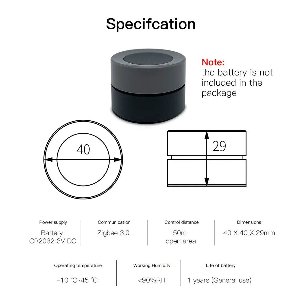 MOES Tuya ZigBee interruptor de perilla inteligente interruptor de escena inalámbrico controlador de botón alimentado por batería escenario de automatización aplicación Smart Life