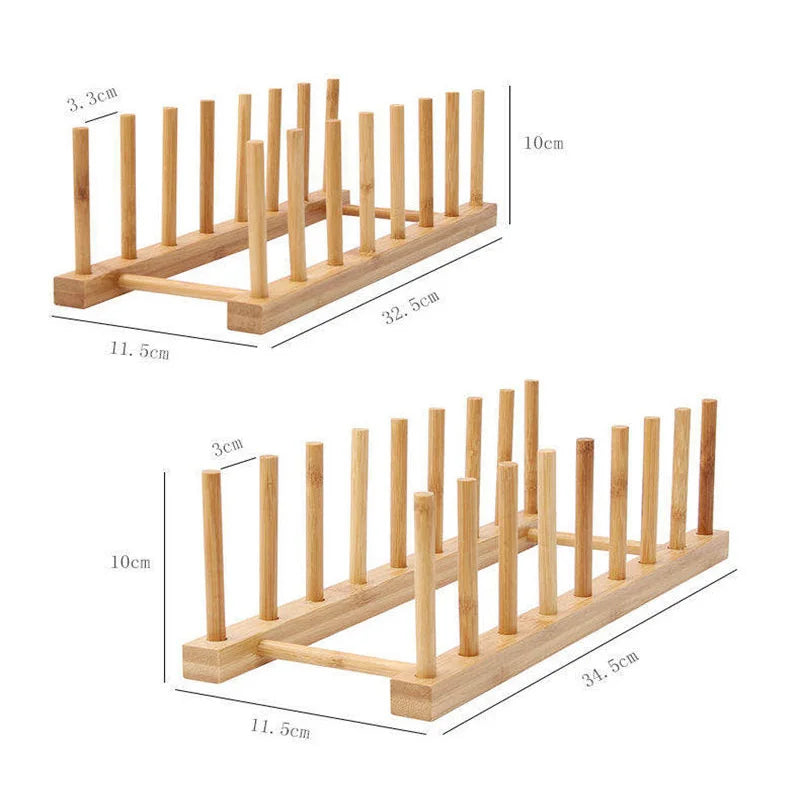 Escurridor de platos de madera, estantes de almacenamiento para cocina, soporte para tapa de olla, estante organizador de cocina, escurridor de platos, escurridor de madera