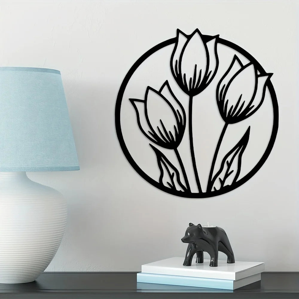 1 pieza, juego de arte de pared con flores, arte de pared de metal, juego de arte de pared grande, arte de pared decorativo para el hogar para la sala de estar, decoración de pared con flores