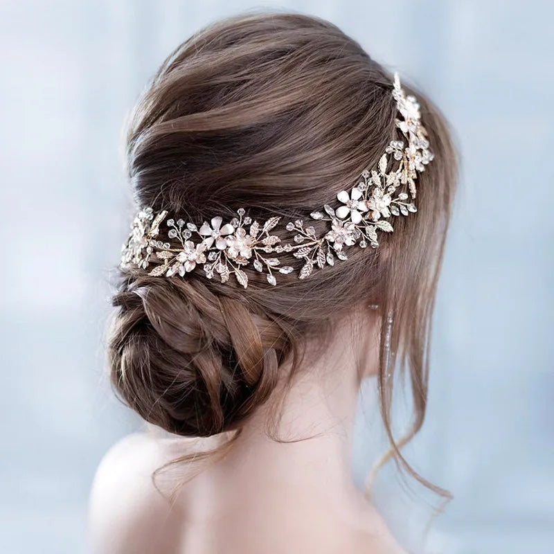 1 pieza de joyería nupcial, diadema de hojas, tocado dorado, accesorios de vestido de novia, diademas, accesorios para el cabello, diademas