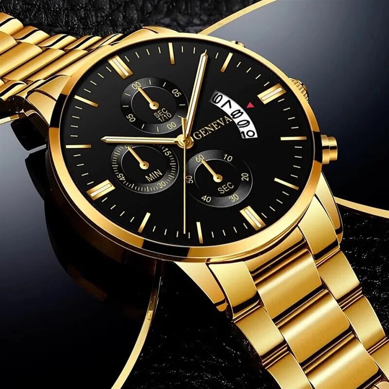 Mode hommes Montre en acier inoxydable calendrier de luxe Montre-bracelet à Quartz hommes montres d'affaires pour Homme horloge Montre Homme