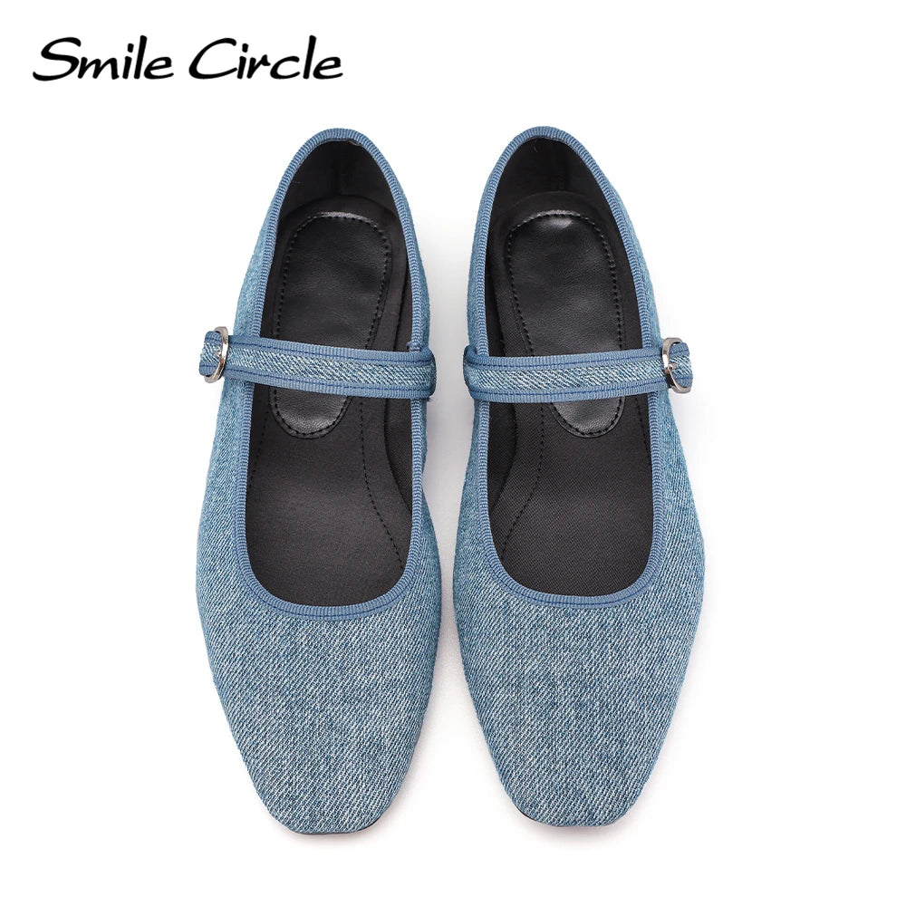 Smile Circle Velvet Mary Jane Ballet Flats Zapatos de mujer con estampado de leopardo cómodos y suaves zapatos planos con punta redonda para mujer