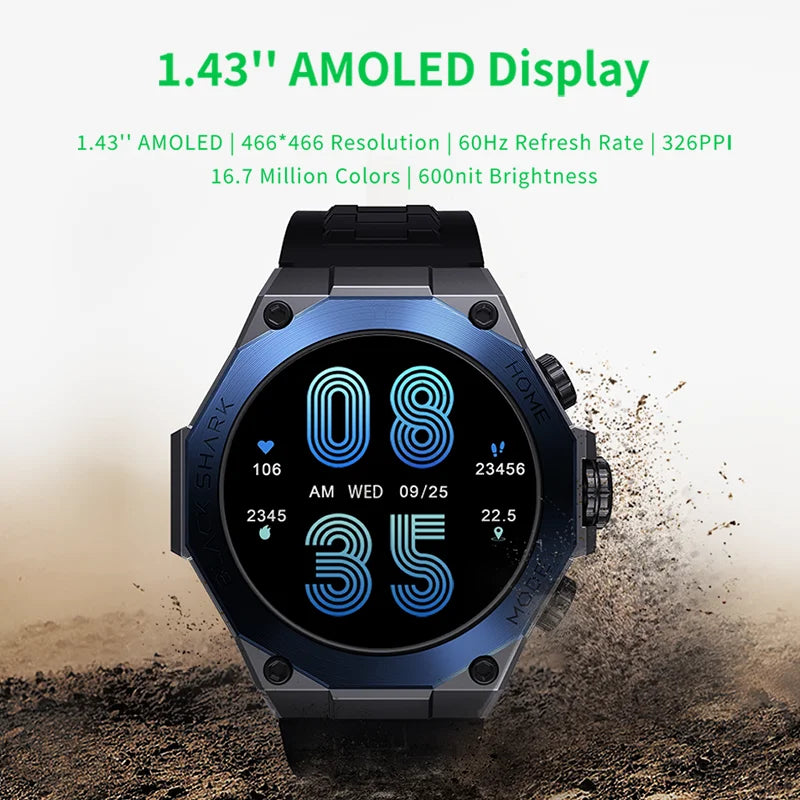 [Estreno mundial] Reloj inteligente Black Shark S1 Pro versión global Pantalla AMOLED de 1,43 pulgadas Más de 100 modos deportivos Reloj inteligente con monitoreo del sueño