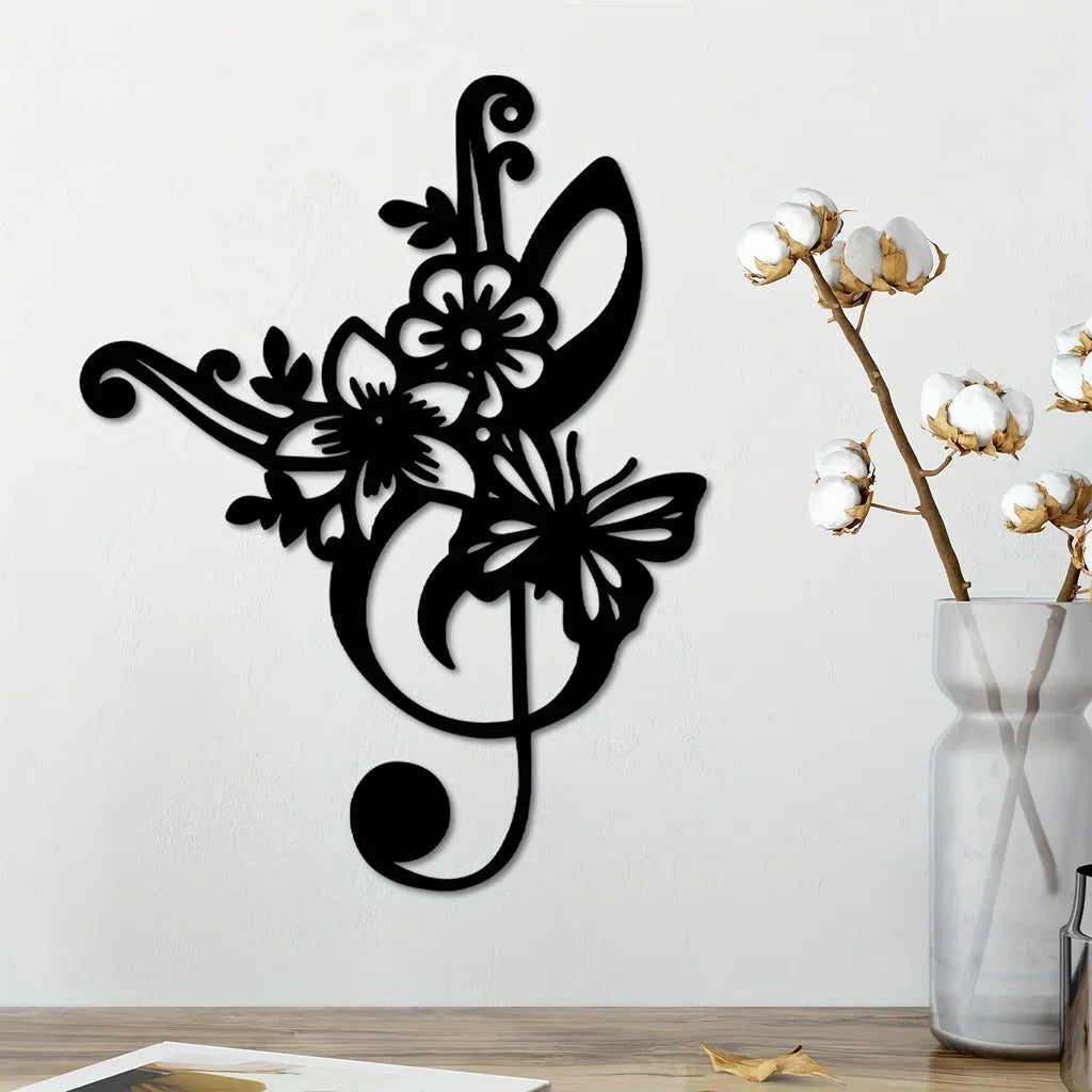 CIFBUY Music Notes Metal Wall Art Flower Wall Decor, Wall Signs Hanging Sculpture for Kitchen Garden Housewarming Gift Christmas