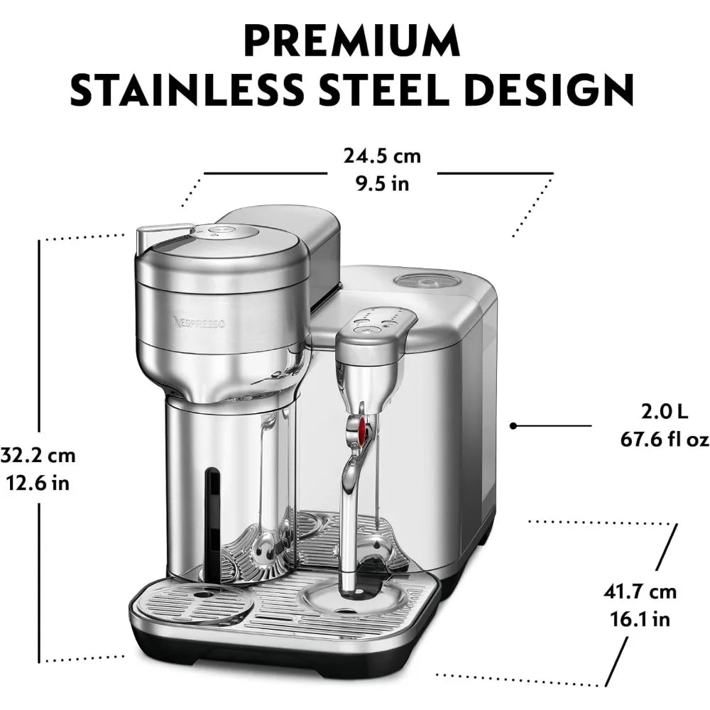 Brushed Stainless Steel Italian Coffee Machine Single Serve Coffee Maker Medium Espresso Makers Capsules Capsule Kitchen Home