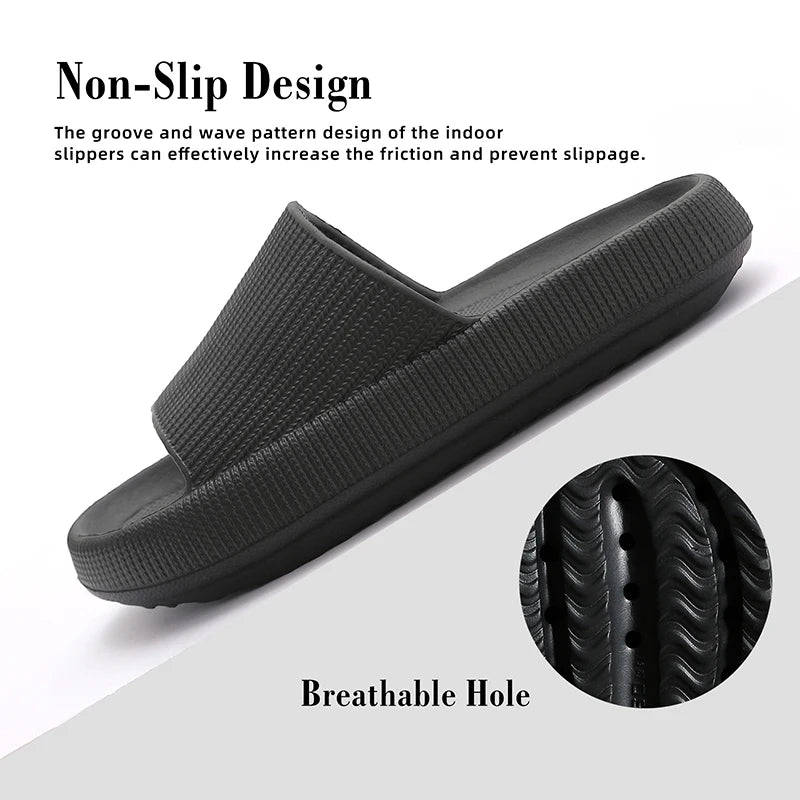 Zapatillas de baño con plataforma gruesa de verano para hombre, sandalias de interior de suela suave a la moda para mujer, chanclas antideslizantes, chanclas masculinas