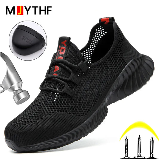 Zapatos de trabajo transpirables para hombre, zapatos de seguridad de verano, zapatillas protectoras ligeras, zapatos de seguridad con punta de acero, botas a prueba de pinchazos