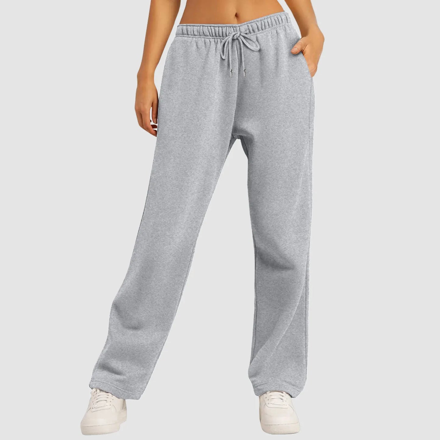 Pantalones De Pierna Ancha Para Mujer Pantalones De Chándal Forrados De Lana Pantalones Rectos Parte Inferior Matemáticas Llanura Fitness Joggers Pantalones Básicos De Viaje