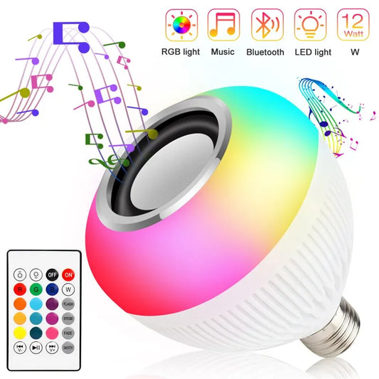 Lámpara LED Bluetooth bombilla inteligente E27 12W Altavoz Bluetooth bombilla de música lámpara inteligente Control de aplicación bombilla de luz regulable RGB Luz de decoración