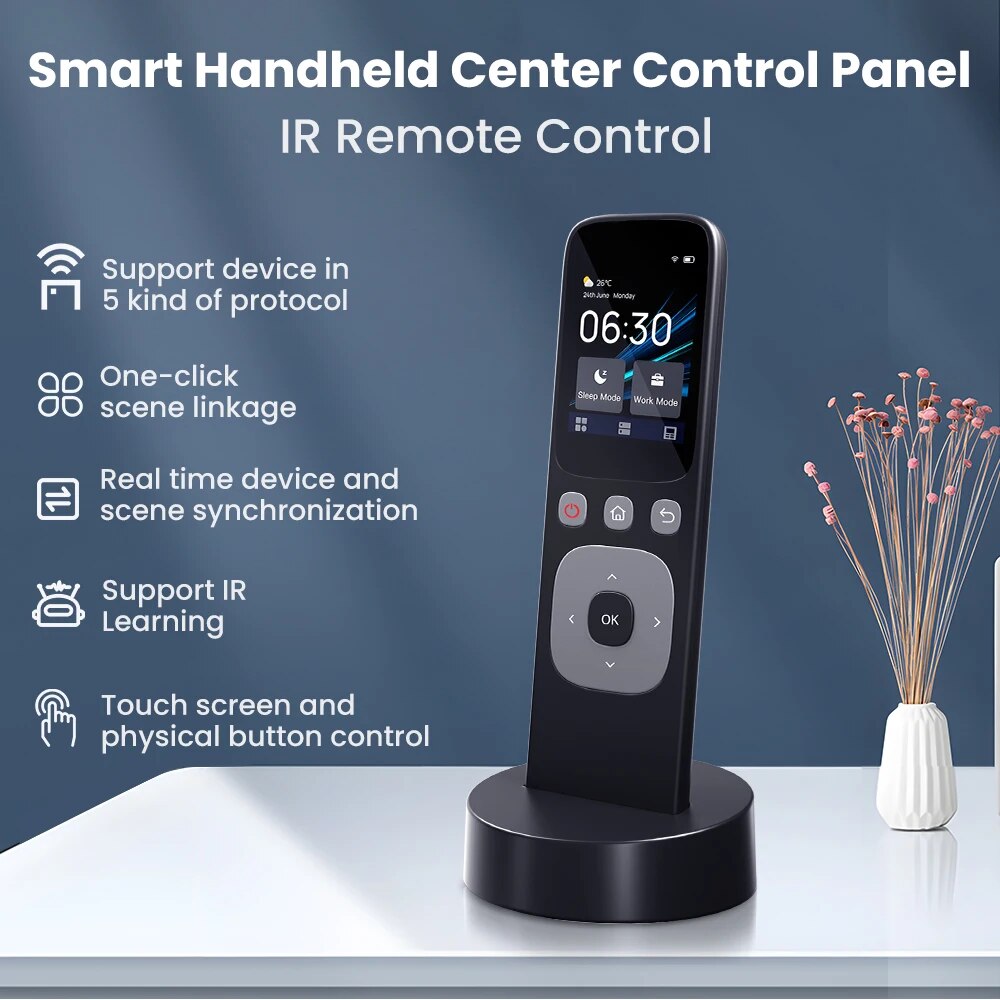 AVATTO Smart Home Handheld Control Center Panel with Built-in IR Remote Wireless Touch Screen for Lights TV Air Conditioner