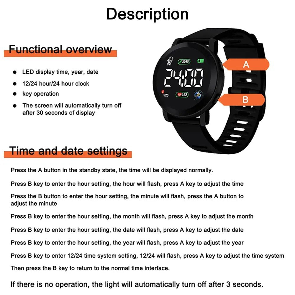 Couple Watches LED Digital Watch for Men Women Sports Army Military Silicone Watch Electronic Clock Hodinky Reloj Hombre