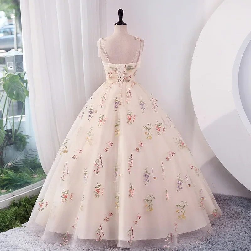 Robe longue de luxe brodée de fleurs, tenue de bal, de soirée, de mariage, pour femmes, tenue de fête, Occasions formelles, réception, été, 2024