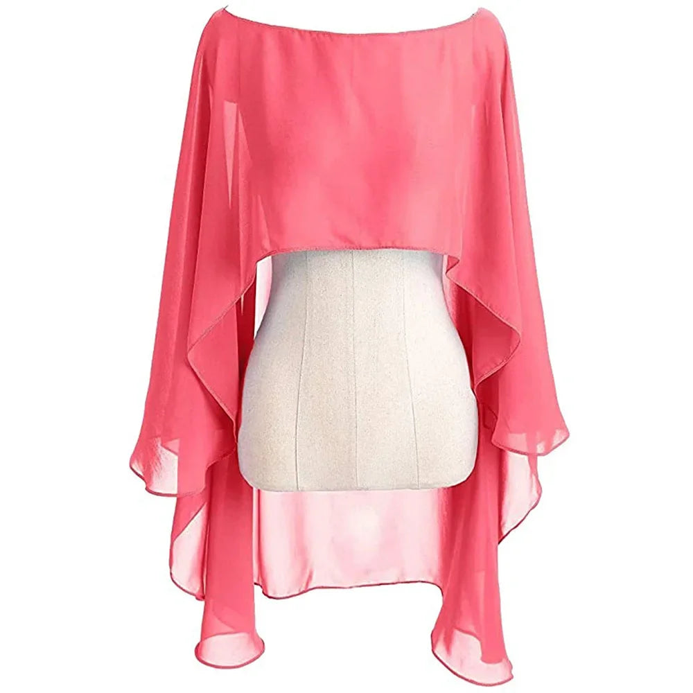 Women Chiffon Cape Bolero Femme Mariage Chalas Mujer Evening Wedding Bridal Jacket Wraps Accessories Peleryna Cloak Boda Shawl