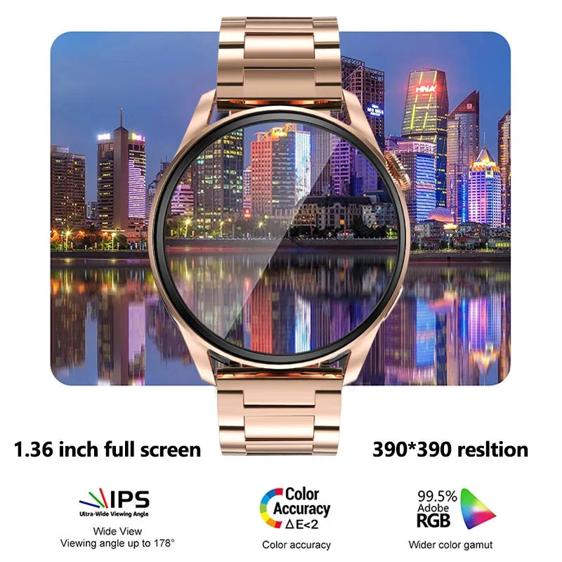 2024 NFC Smart Watch Women 390*390 Screen GPS Movement Track Sport Watches Women Magnetic Charging Bluetooth Call ECG Smartwatch