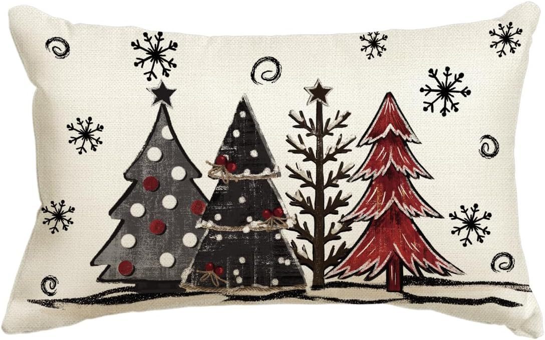 Funda de almohada de lino sencilla para Navidad, decoración para el sofá del hogar