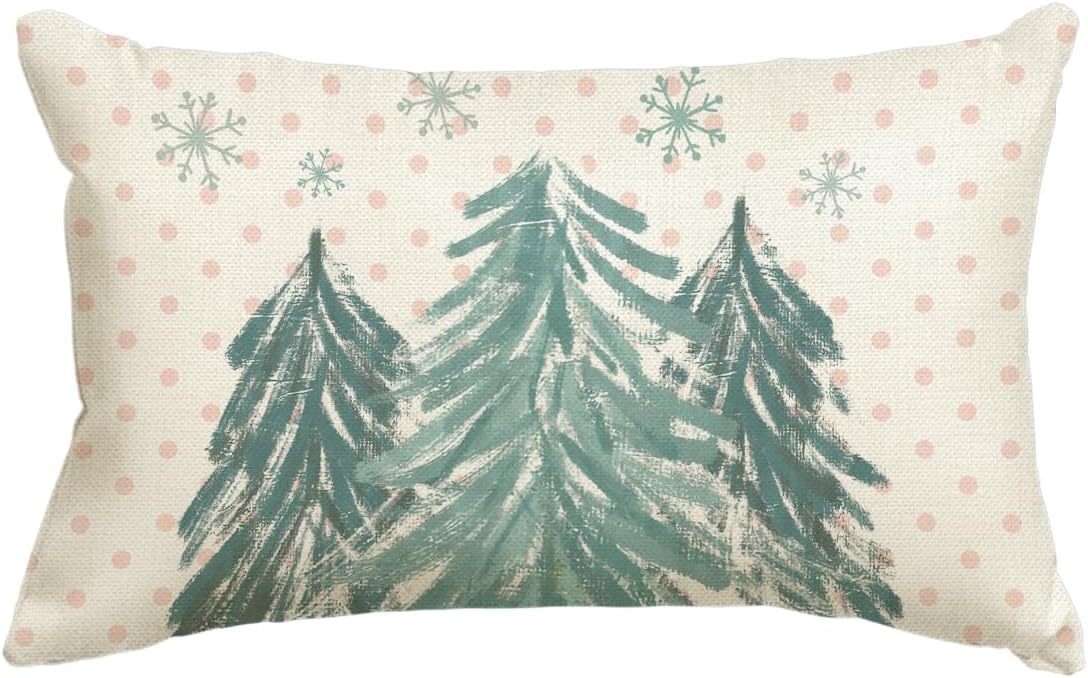 Funda de almohada de lino sencilla para Navidad, decoración para el sofá del hogar