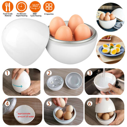 Hervidor de huevos para microondas, hervidor de agua fácil y rápido, utensilios de cocina duros o hervidos en 5 minutos 