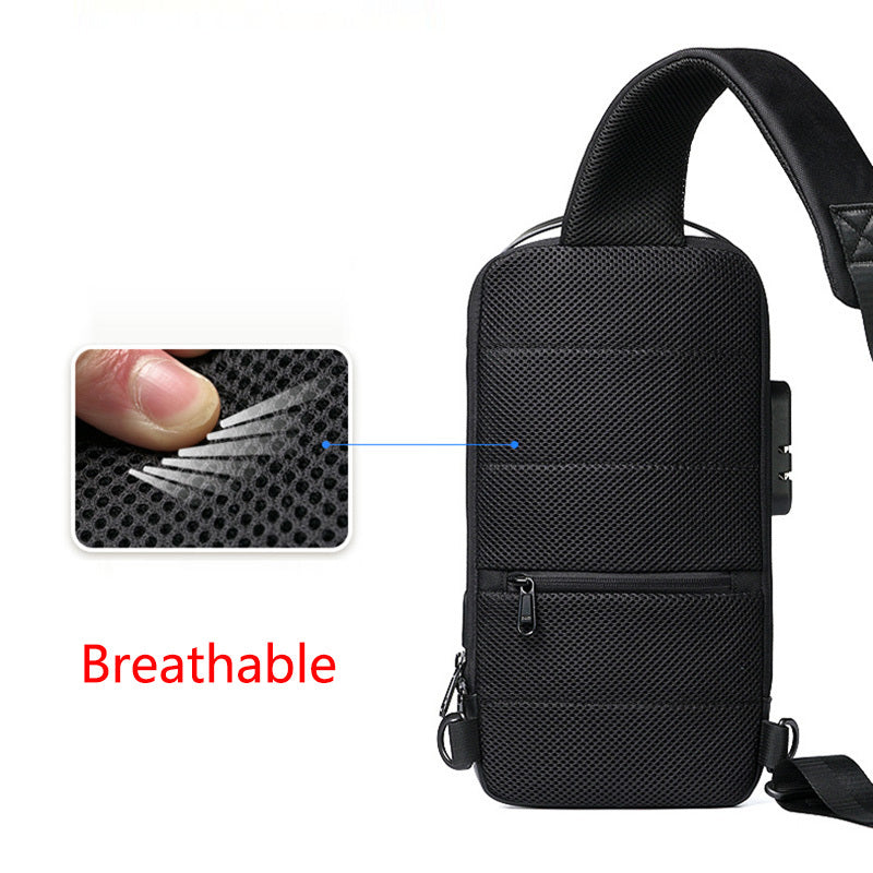 Bolso antirrobo USB impermeable para hombre, bolso de hombro tipo bandolera Oxford, bandolera de viaje corta multifunción, paquete de pecho