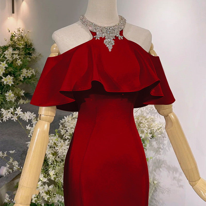 Robe de mariée sirène rouge vin pour femme Toast Clothing