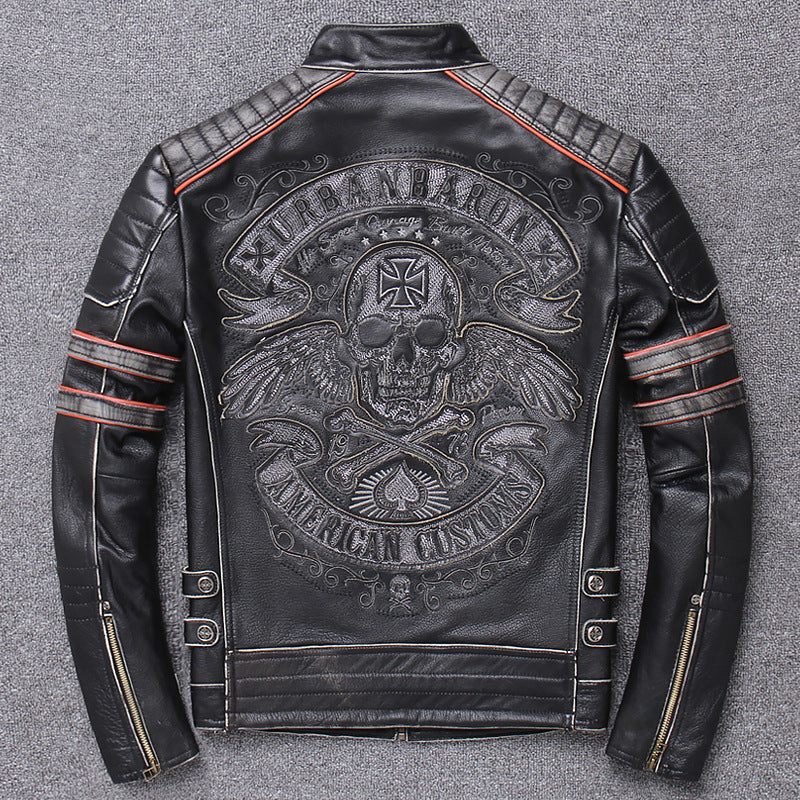 Ropa de cuero auténtico Harley para hombre, ropa de motociclismo, corte ajustado