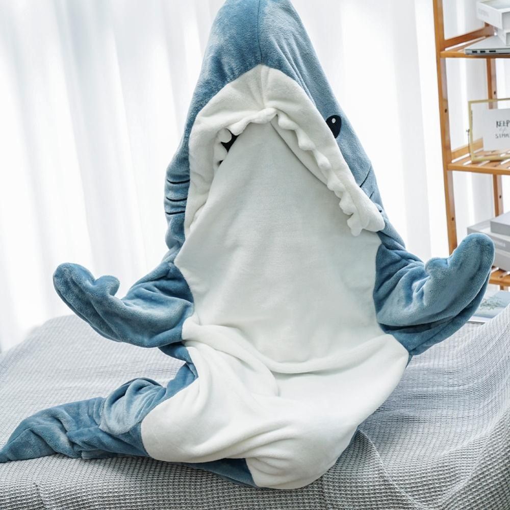 Dessin animé requin sac de couchage pyjamas bureau sieste requin couverture Karakal haute qualité tissu sirène châle couverture pour enfants