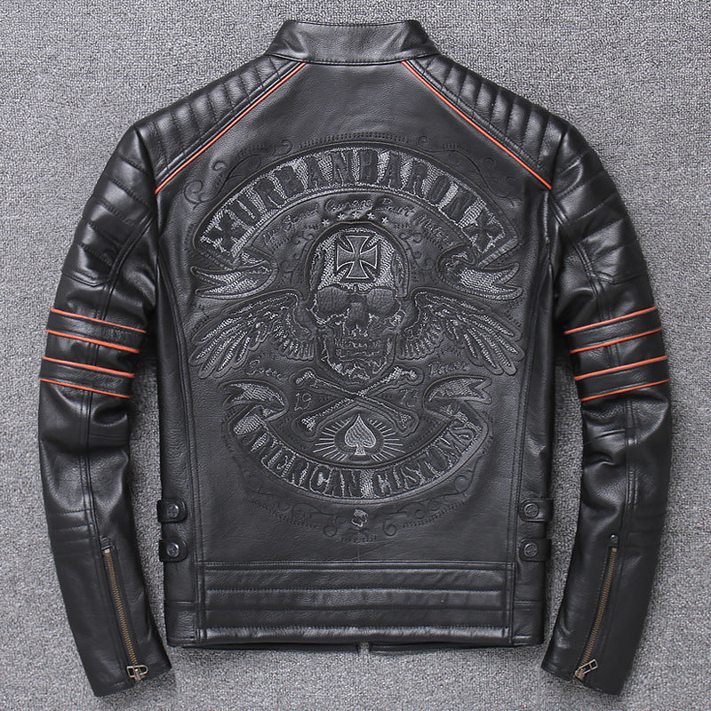 Vêtements en cuir véritable Harley Vêtements de moto pour hommes Coupe ajustée