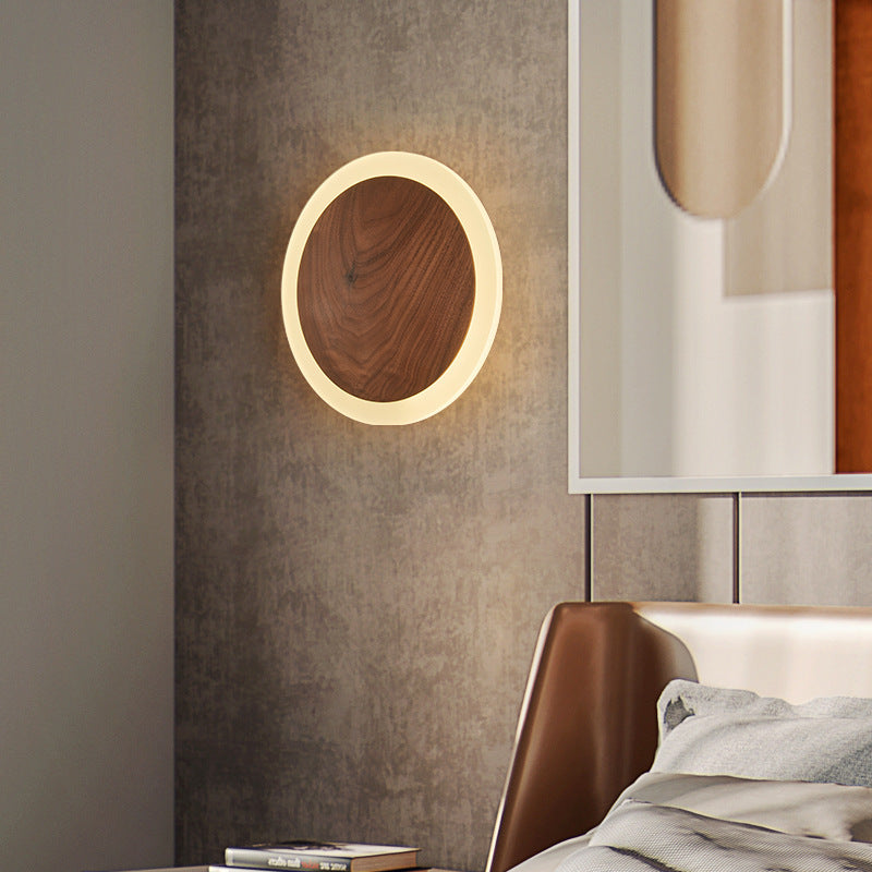 Bedroom Bedside Walnut Wall Lamp Nordic Modern