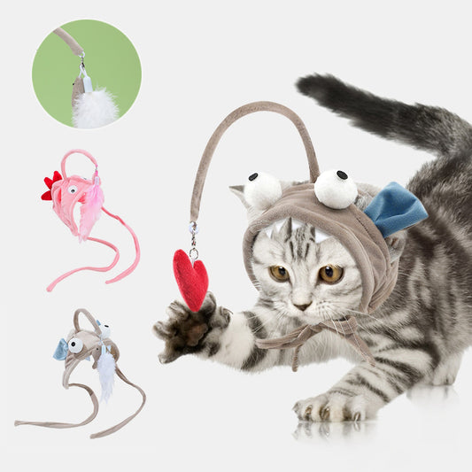 Bâton de chat amusant avec plumes, jouet amusant pour chat, bâton gris à grands yeux, jouets pour animaux de compagnie, produits pour animaux de compagnie, nouvelle collection