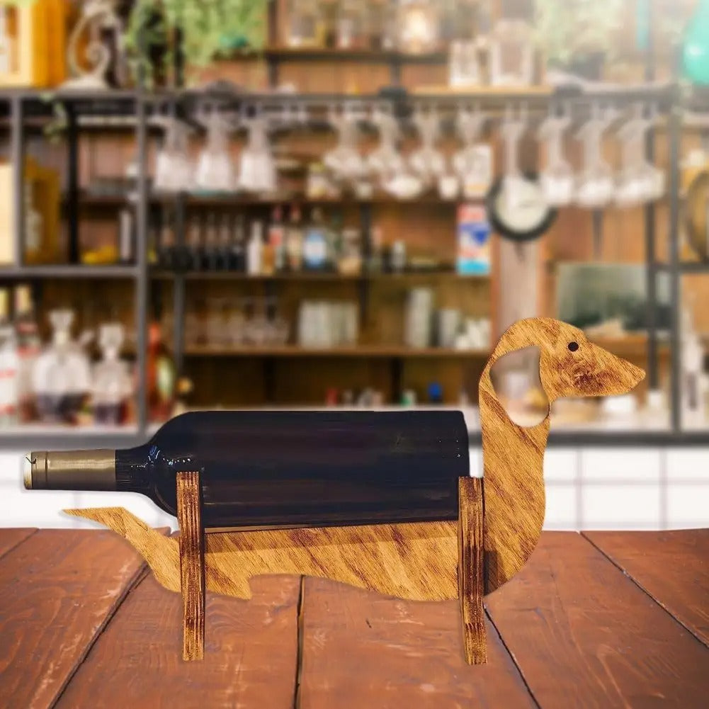 Dachshund Single Bottle Home Decoration Wooden Desktop Wine Rack