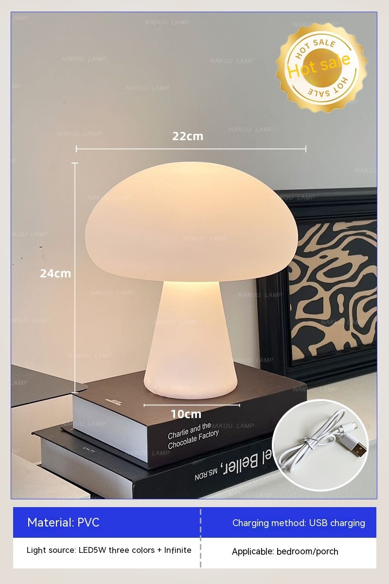 Cream Style Mushroom Table Lamp Charging Dimming Ambience Light