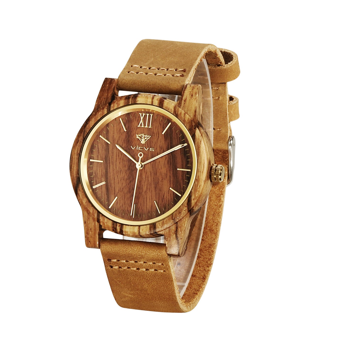 Montre à quartz en bois de mode zèbre